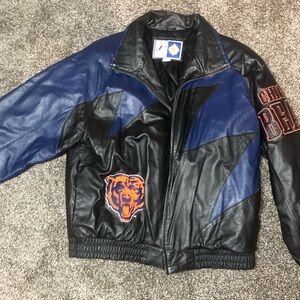 Vintage Chicago Bears Logo Athletic Sharktooth Leather Jacket